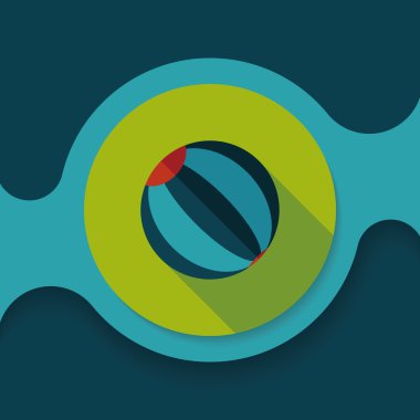 긴 그림자와 비치 볼 플랫 아이콘