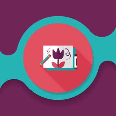 boya kalemi ile uzun gölge, eps10 düz simgesi çizim