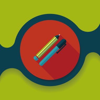 Uzun Gölge, eps10 kalem ve kurşun kalem düz simgesi