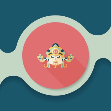 Çin yeni yılı düz simgesi ile uzun gölge, eps10, zenginlik tanrısı