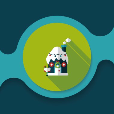 gingerbread house düz simgesi ile uzun gölge, eps10