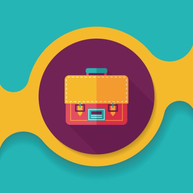 Evrak Çantası'nı okul çantası düz simgesi ile uzun gölge, eps10