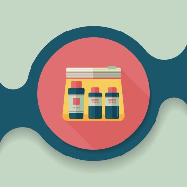 uzun gölge ile kozmetik kapları düz simgesi