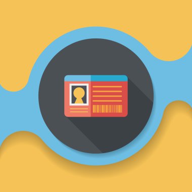 kimlik kartı ile uzun gölge düz simgesi