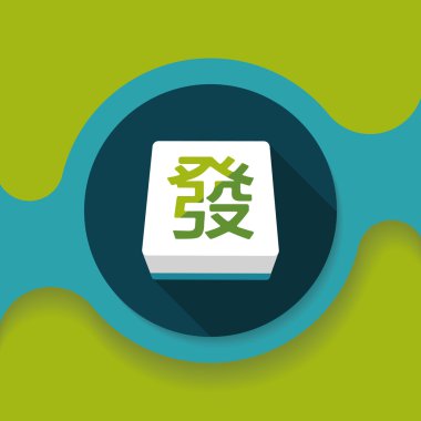 Uzun Gölge, eps10 ile Çin mahjong düz simgesi