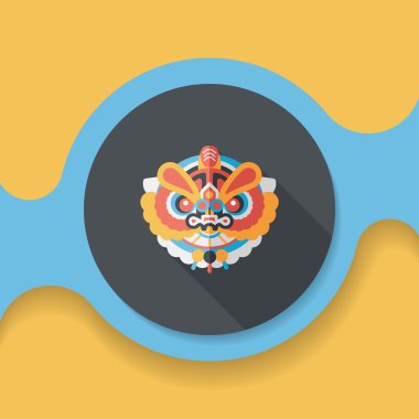 Çin yeni yılı düz simgesi ile uzun gölge, eps10, dragon ve