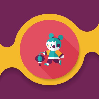 Çin yeni yılı kız uzun gölge, eps10 düz simgesiyle