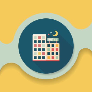 otel uzun gölge düz simgesi