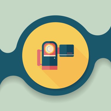 uzun gölge ile video kamera düz simgesi