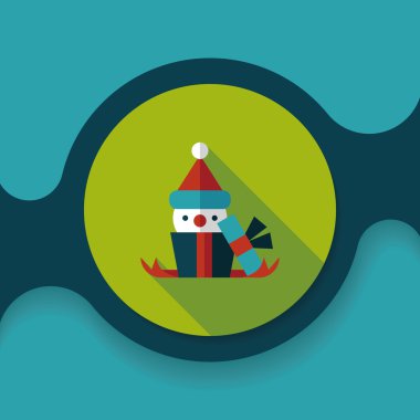 Noel hediye düz simgesi ile uzun gölge, eps10