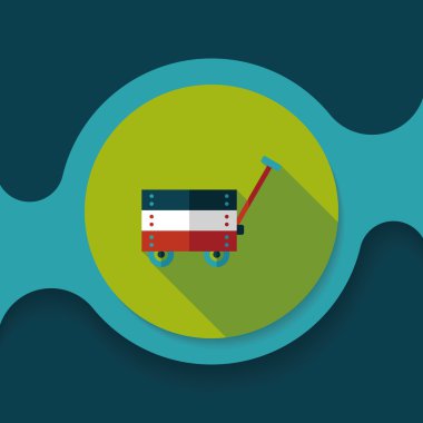 oyuncak sepeti düz simgesi ile uzun gölge, eps10