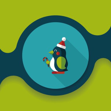 penguen düz simgesi ile uzun gölge, eps10