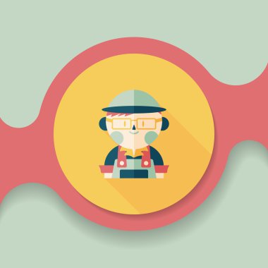 Kahve Dükkanı katip düz simgesi ile uzun gölge, eps10