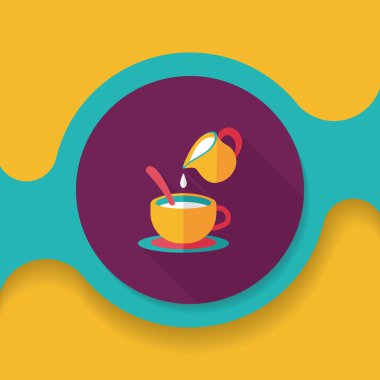 sıcak süt krem kahve düz simgesi ile uzun gölge, eps10