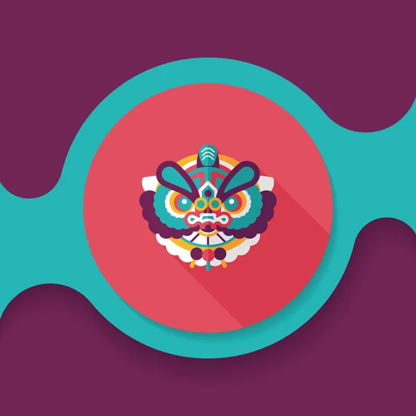 Año Nuevo chino icono plano con sombra larga, eps10, El dragón y — Archivo Imágenes Vectoriales