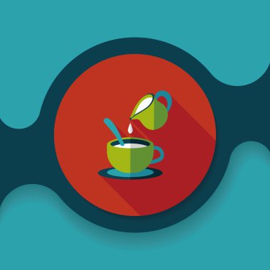 sıcak süt krem kahve düz simgesi ile uzun gölge, eps10