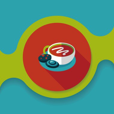 kahve çikolata düz simgesi uzun gölge, eps10 ile olan