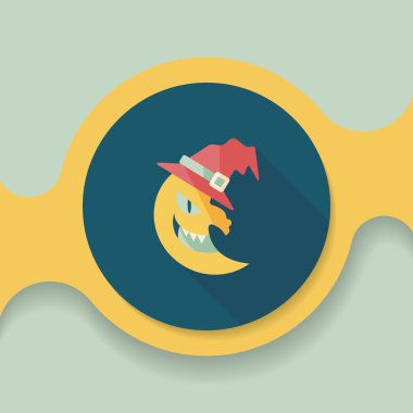 Cadılar Bayramı ay düz simgesi ile uzun gölge, eps10