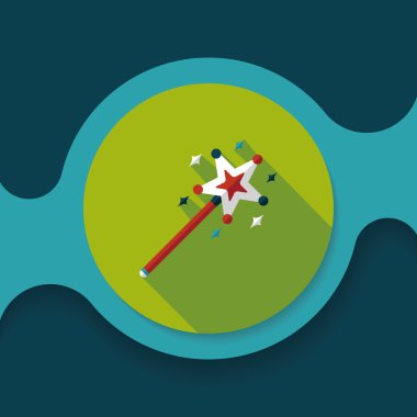 sihirli değnek düz simgesi ile uzun gölge, eps10