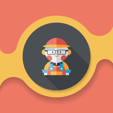 Kahve Dükkanı katip düz simgesi ile uzun gölge, eps10