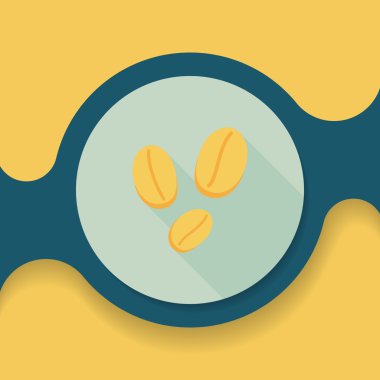 kahve çekirdeği uzun gölge, eps10 düz simgesiyle