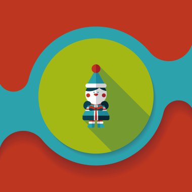 Uzun gölgeli Noel çocuğu düz ikonu, eps10