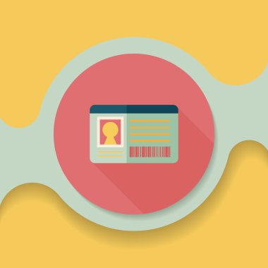 kimlik kartı ile uzun gölge düz simgesi