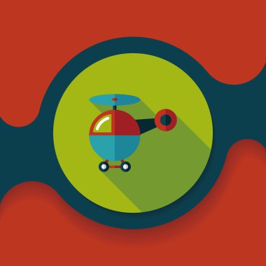 Helikopter düz simgesi ile uzun gölge, eps10