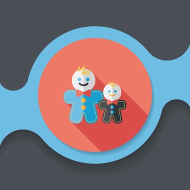 Zencefilli kurabiye adam düz simgesi ile uzun gölge, eps10