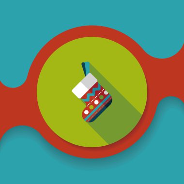 calcetín de Navidad icono plana con sombra, eps10