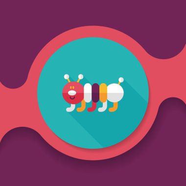 Caterpillar düz simgesi ile uzun gölge, eps10