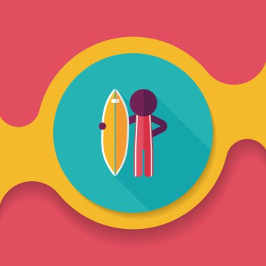 uzun gölge ile sörf düz simgesi