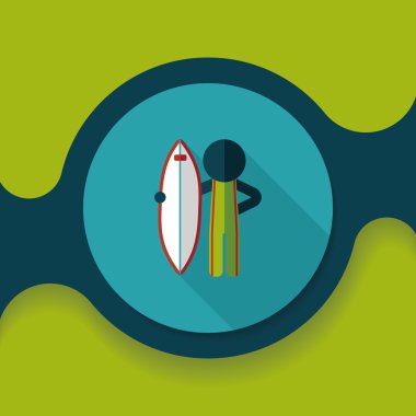 uzun gölge ile sörf düz simgesi