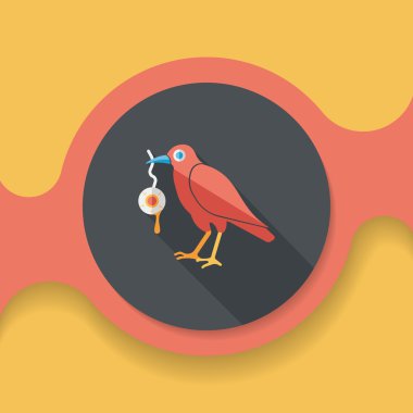 Cadılar Bayramı karga ve göz küresi uzun gölge, eps10 düz simgesi