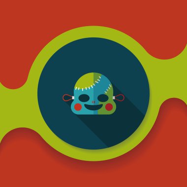 Cadılar Bayramı zombi düz simgesi ile uzun gölge, eps10