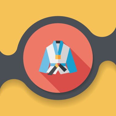 Karate takımı düz simgesi ile uzun gölge, eps10