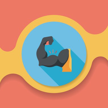 Muscle man plat pictogram met lange schaduw, eps10