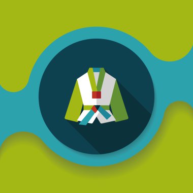 Karate takımı düz simgesi ile uzun gölge, eps10