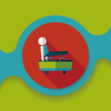 jimnastik Kulplu beygir düz simgesi ile uzun gölge, eps10