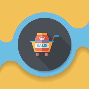 Evde beslenen hayvan Satılık düz simgesi uzun gölge, eps10 ile alışveriş