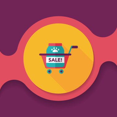 Evde beslenen hayvan Satılık düz simgesi uzun gölge, eps10 ile alışveriş