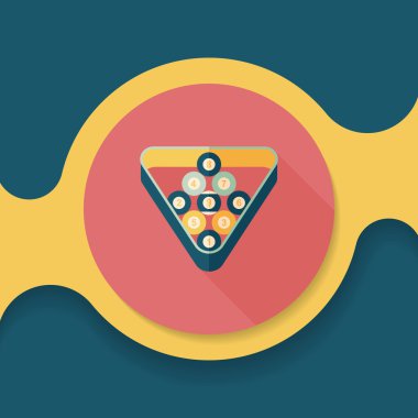 Bilardo düz simgesi ile uzun gölge, eps10