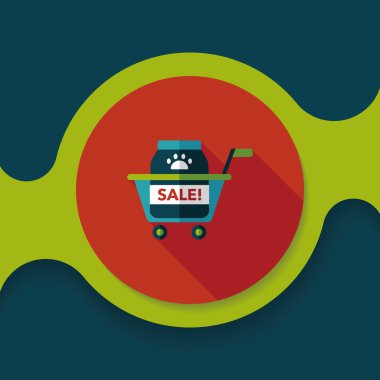 Evde beslenen hayvan Satılık düz simgesi uzun gölge, eps10 ile alışveriş