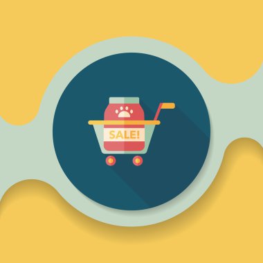 Evde beslenen hayvan Satılık düz simgesi uzun gölge, eps10 ile alışveriş