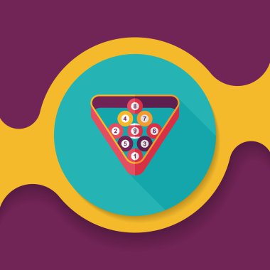 Bilardo düz simgesi ile uzun gölge, eps10