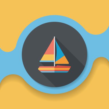 Uzun Gölge, eps10 ile ulaşım yelkenli düz simgesi