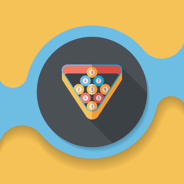 Bilardo düz simgesi ile uzun gölge, eps10