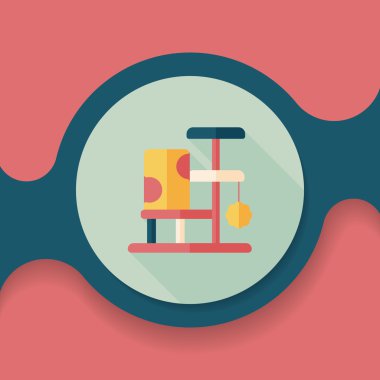 Evde beslenen hayvan kedi ağaç uzun gölge, eps10 düz simgesiyle