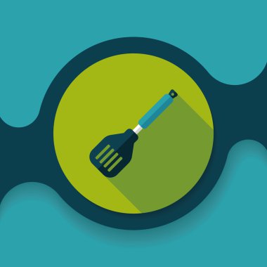 Uzun Gölge, eps10 ile mutfak eşyaları spatula düz simgesi