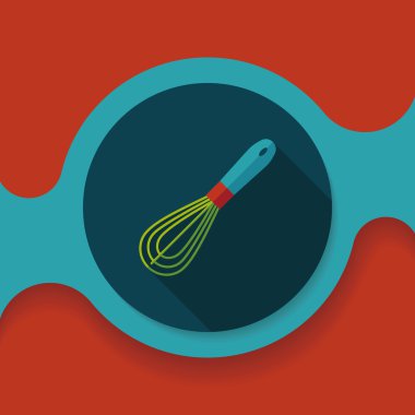 Uzun Gölge, eps10 ile mutfak eşyaları çırpıcı düz simgesi